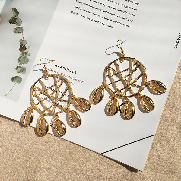 Bohemian Wire Shell Earrings